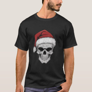 Santa Hat Skull Heavy Metal Goth Sarcastic Rock Ch T-Shirt