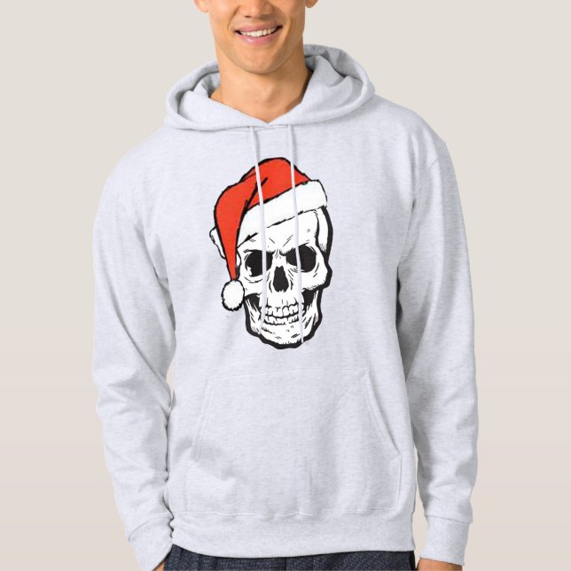 Santa Hat Skull Pun Joke Funny Christmas Hoodie (Front)