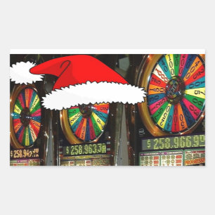 Santa Hat Slot Machines Rectangular Sticker
