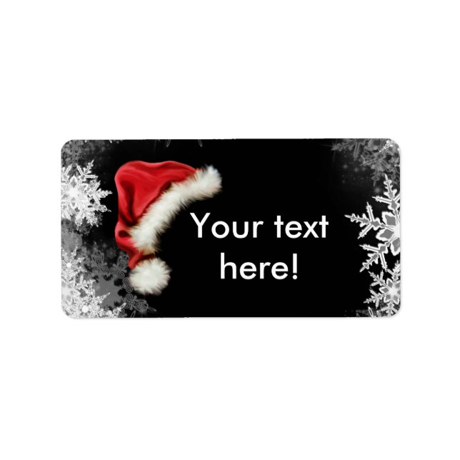 Santa Hat Snowflake Christmas Holiday Label (Front)