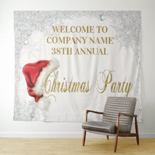 Santa Hat Snowflake Christmas Party Backdrop Tapestry