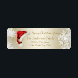 Santa Hat Snowflake Christmas Return Address<br><div class="desc">Christmas return address labels with cute red Santa hat on a pretty gold snowflake background. You can easily customise these cute red Santa hat and snowflake address labels by simply adding your details.</div>
