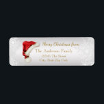 Santa Hat Snowflake Christmas Return Address Label<br><div class="desc">Christmas return address labels with red Santa hat on a pretty snowflake background. You can easily customise these cute red Santa hat and snowflake address labels by simply adding your details.</div>
