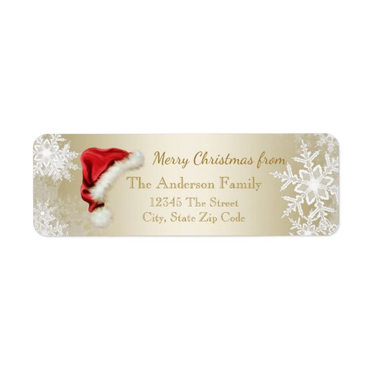Santa Hat Snowflake Christmas Return Address Return Address Label