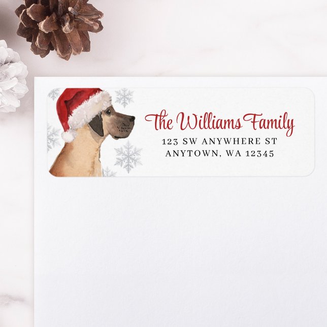 Santa Hat Snowflake Great Dane Return Address (Creator Uploaded)