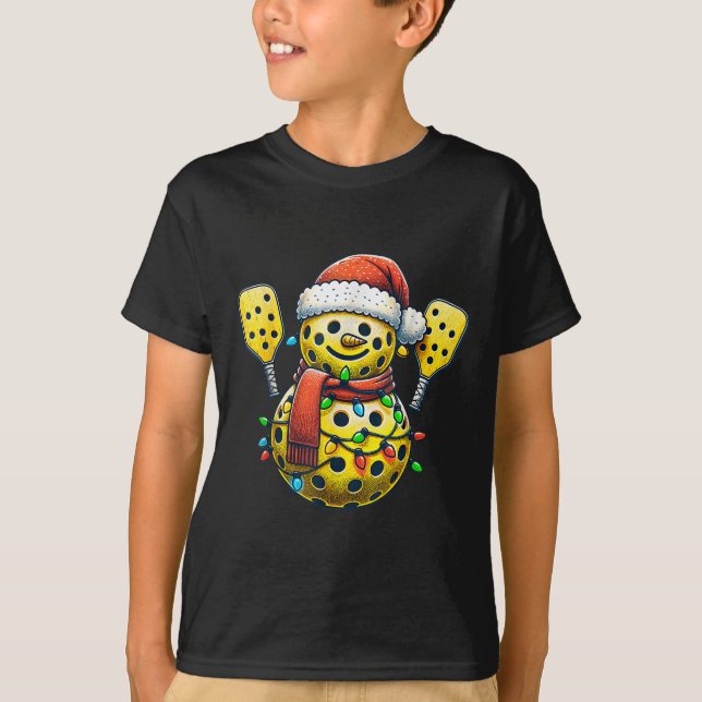 Santa Hat Snowman Family Matching Ckleball Christm T-Shirt (Front)