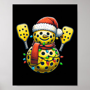 Santa Hat Snowman Family Matching Pickleball Chris Poster