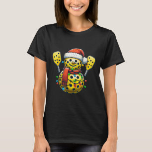 Santa Hat Snowman Family Matching Pickleball Chris T-Shirt