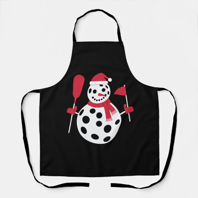 Santa Hat Snowman Family Xmas Matching Pickleball  Apron (Front)