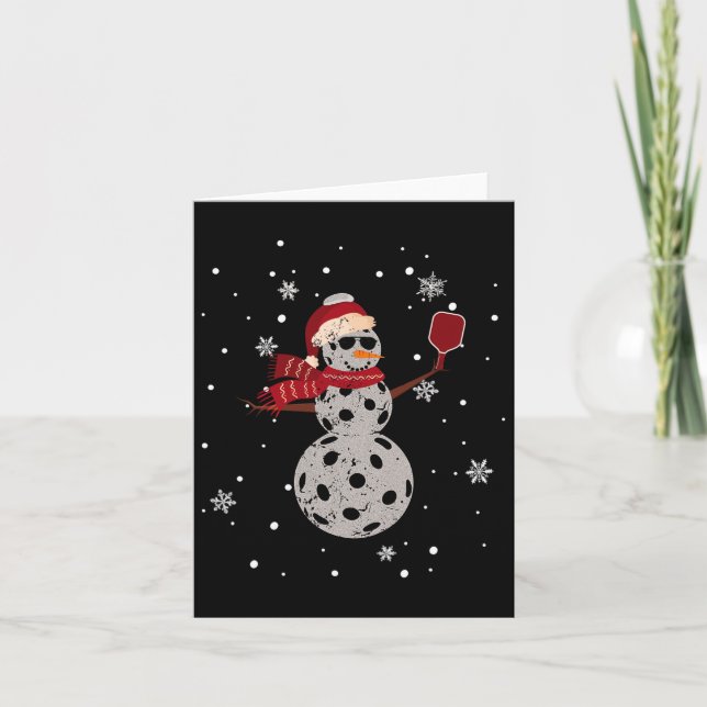 Santa Hat Snowman Family Xmas Matching Pickleball  Card (Front)