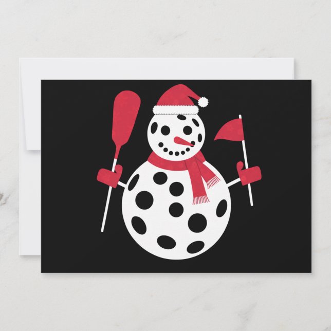 Santa Hat Snowman Family Xmas Matching Pickleball  Holiday Card (Front)