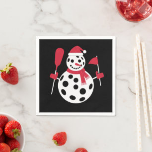 Santa Hat Snowman Family Xmas Matching Pickleball Napkin