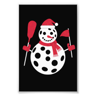 Santa Hat Snowman Family Xmas Matching Pickleball  Photo Print