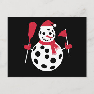 Santa Hat Snowman Family Xmas Matching Pickleball Postcard