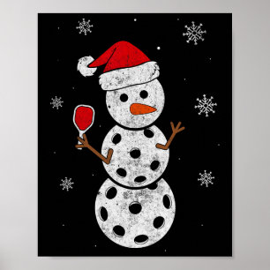 Santa Hat Snowman Gifts For Xmas Fun Pickleball Ch Poster