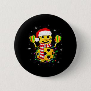 Santa Hat Snowman Gifts For Xmas Funny Pickleball  6 Cm Round Badge