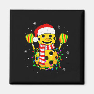 Santa Hat Snowman Gifts For Xmas Funny Pickleball Magnet
