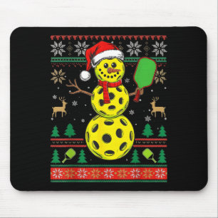 Santa Hat Snowman Xmas Ckleball Ugly Sweater Chris Mouse Mat