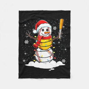 Santa Hat Snowman Xmas Funny Baseball Softball Chr Fleece Blanket