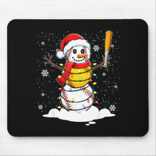 Santa Hat Snowman Xmas Funny Baseball Softball Chr Mouse Mat