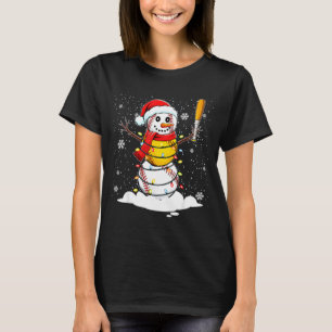 Santa Hat Snowman Xmas Funny Baseball Softball Chr T-Shirt