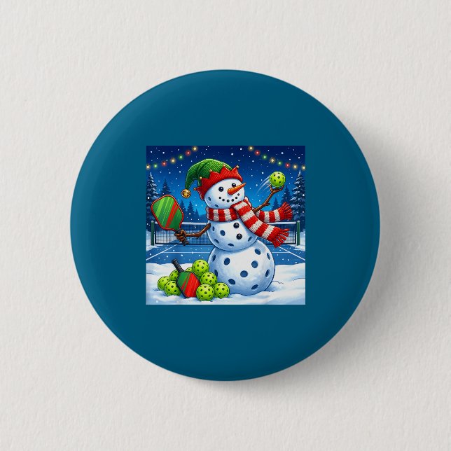 Santa Hat Snowman Xmas Funny Ckleball Christmas  6 Cm Round Badge (Front)