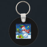 Santa Hat Snowman Xmas Funny Ckleball Christmas  Key Ring<br><div class="desc">Santa Hat Snowman Xmas Funny Ckleball Christmas</div>