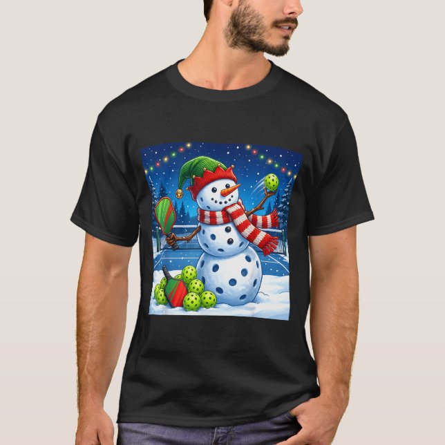 Santa Hat Snowman Xmas Funny Ckleball Christmas  T-Shirt (Front)