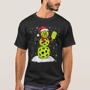 Santa Hat Snowman Xmas Funny Pickleball Lover Chri T-Shirt