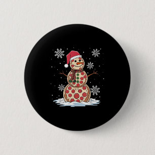 Santa Hat Snowman Xmas Funny Pizza Snowman Lover C 6 Cm Round Badge
