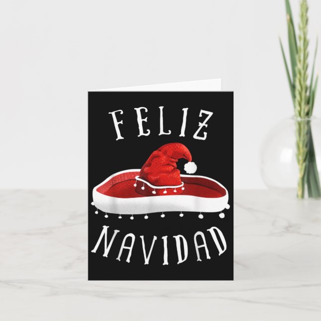 Santa Hat Sombrero Christmas Mexico Feliz Navidad  Card (Front)