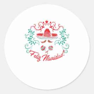 Santa Hat Sombrero Christmas Mexico Feliz Navidad Classic Round Sticker