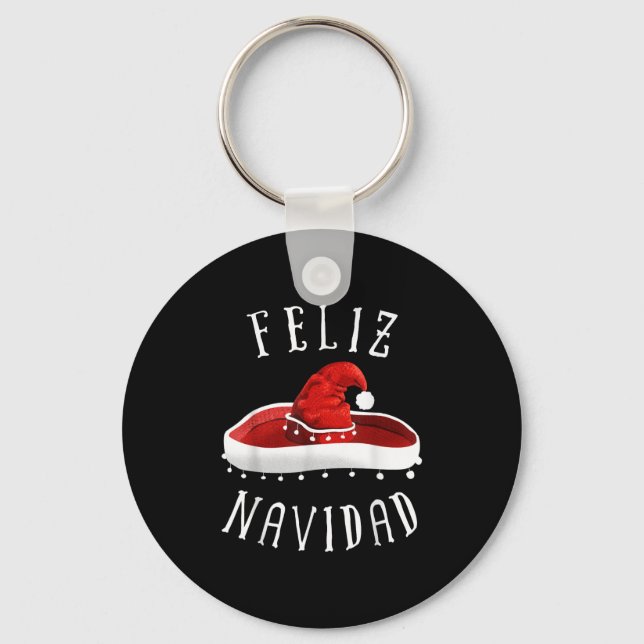 Santa Hat Sombrero Christmas Mexico Feliz Navidad  Key Ring (Front)
