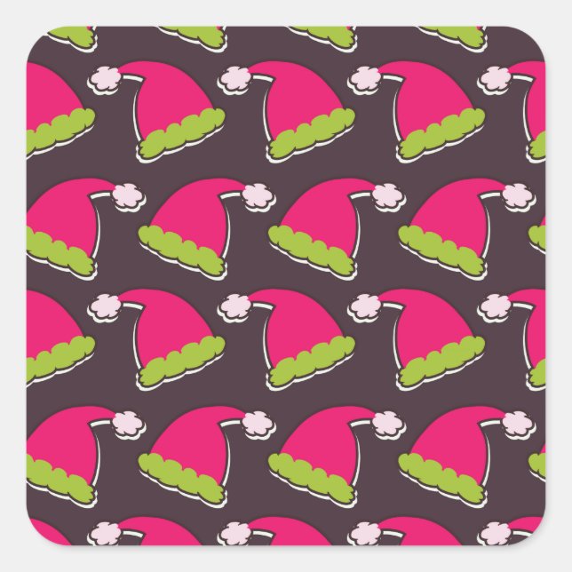 santa hat square sticker (Front)
