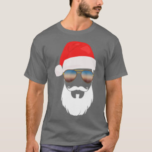 Santa Hat Sunglasses Beard Santa Presentidee  T-Shirt