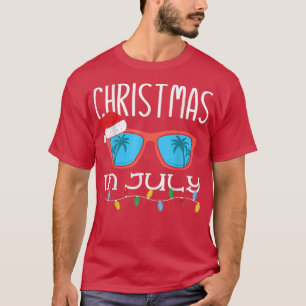 Santa Hat Sunglasses Summer Christmas In July Funn T-Shirt