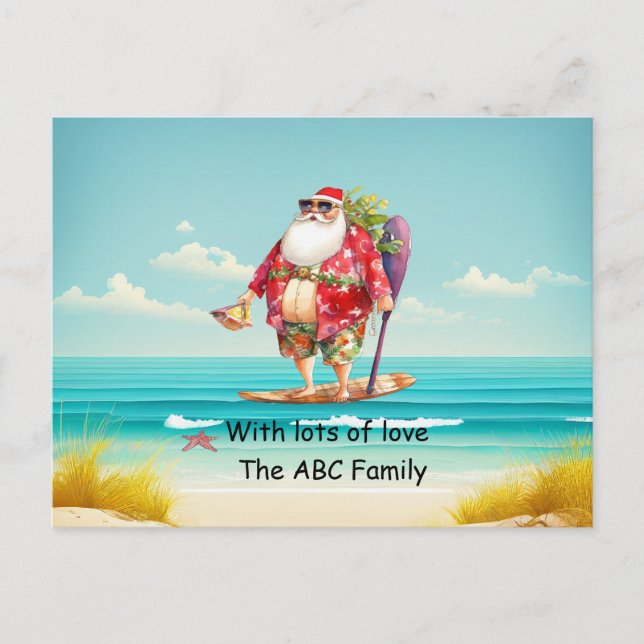 Santa Hat Sunglasses Summer Christmas In July Holiday Postcard (Front)