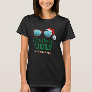 Santa Hat Sunglasses Summer Christmas In July T-Shirt