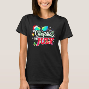 Santa Hat Sunglasses Summer Christmas In July T-Shirt