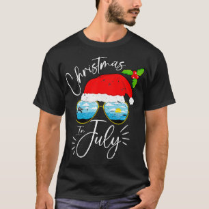 Santa Hat Sunglasses Summer Vacation Christmas In  T-Shirt