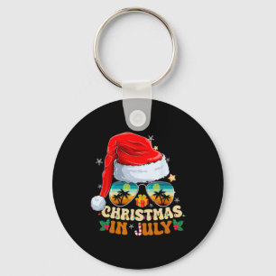 Santa Hat Sungles Beach Christmas In July Summer Key Ring
