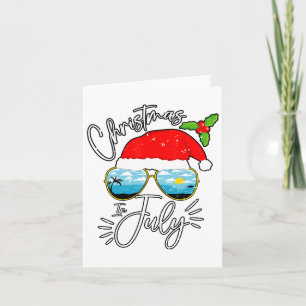 Santa Hat Sungles Summer Vacation Christmas In Jul Card