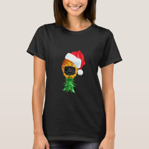 Santa Hat Swinger Upside Down Pineapple Mask Long T-Shirt
