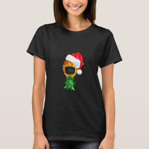 Santa Hat Swinger Upside Down Pineapple Mask Long  T-Shirt