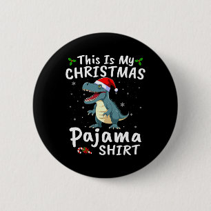 Santa Hat T-rex Dinosaur This Is My Christmas Paja 6 Cm Round Badge