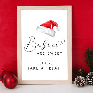 Santa Hat Take a Treat Baby Shower Poster