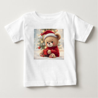 Santa Hat Teddy Bear Baby Shirt – Christmas Gift