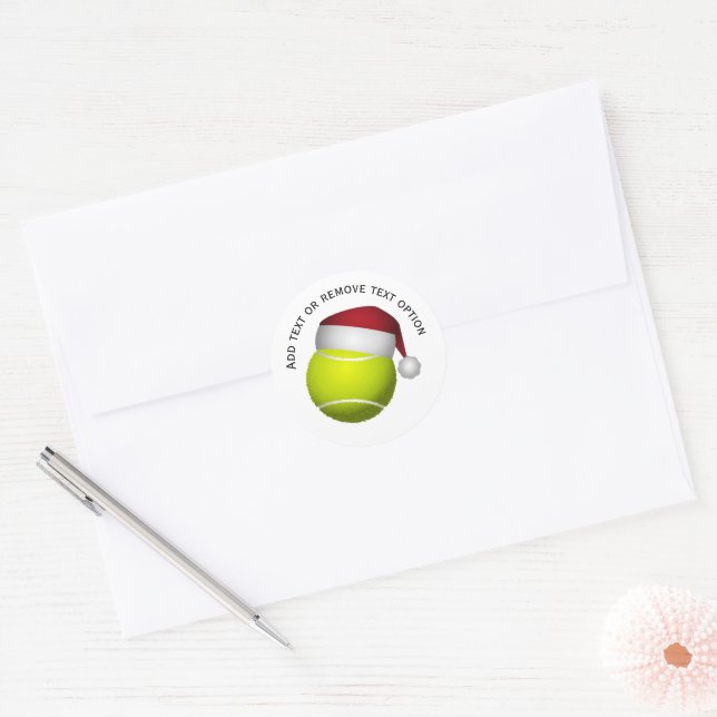Santa Hat Tennis Ball Christmas Classic Round Sticker (Envelope)