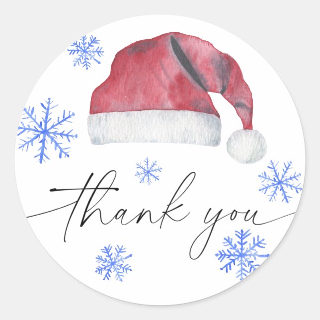 Santa hat thank you card classic round sticker (Front)