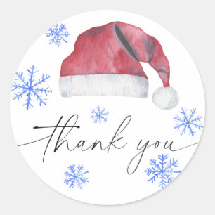 Santa hat thank you card classic round sticker